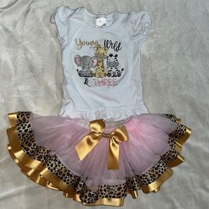 Young wild and Three birthday shirt and tutu